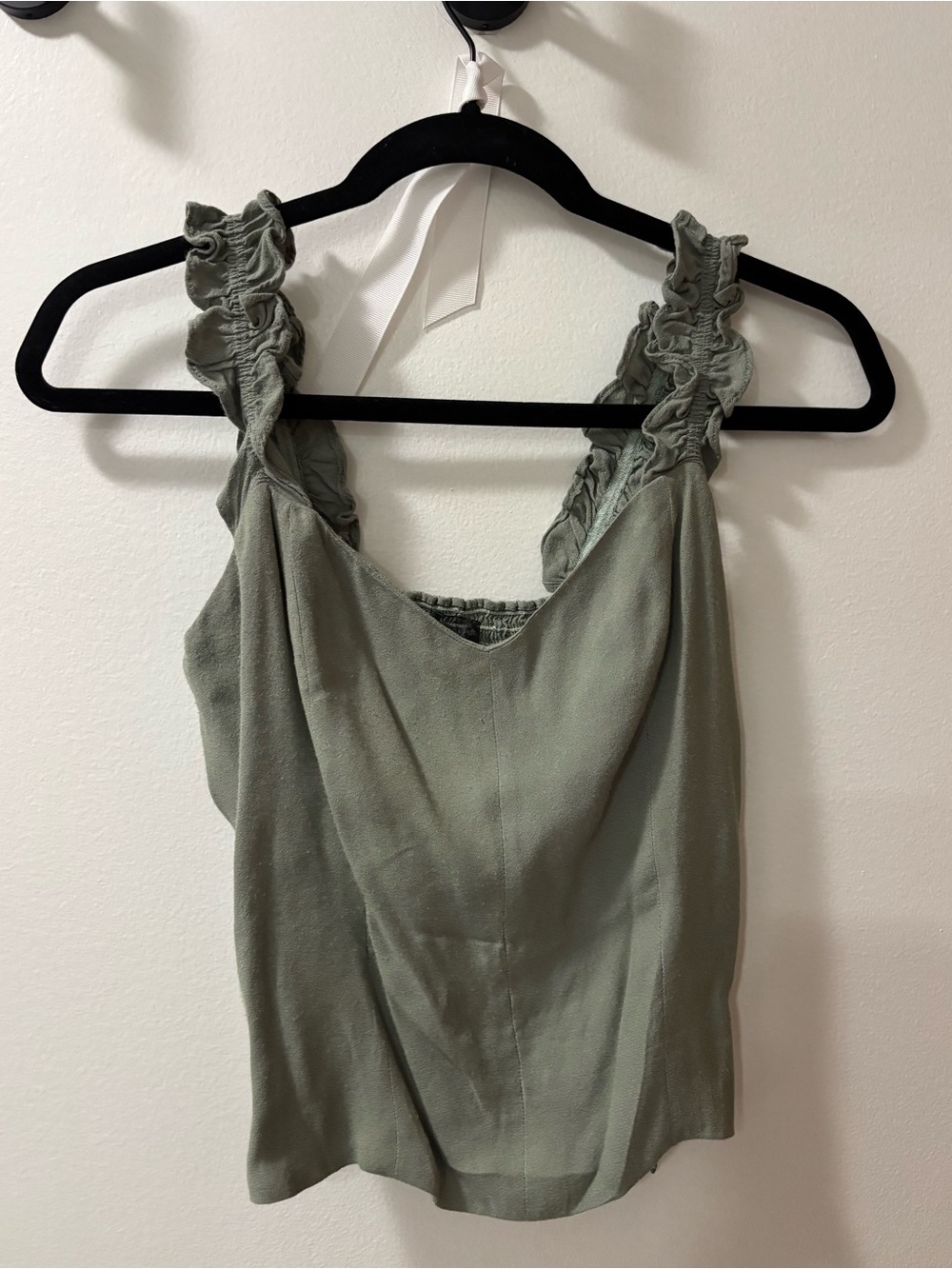 Reformation Ruffled Strap Sage Green Women's Tank Top